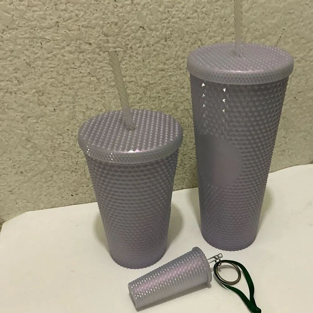 STARBUCKS 2021 ICY LILAC BLING STUDDED TUMBLER Purple Textured  Set with Straw